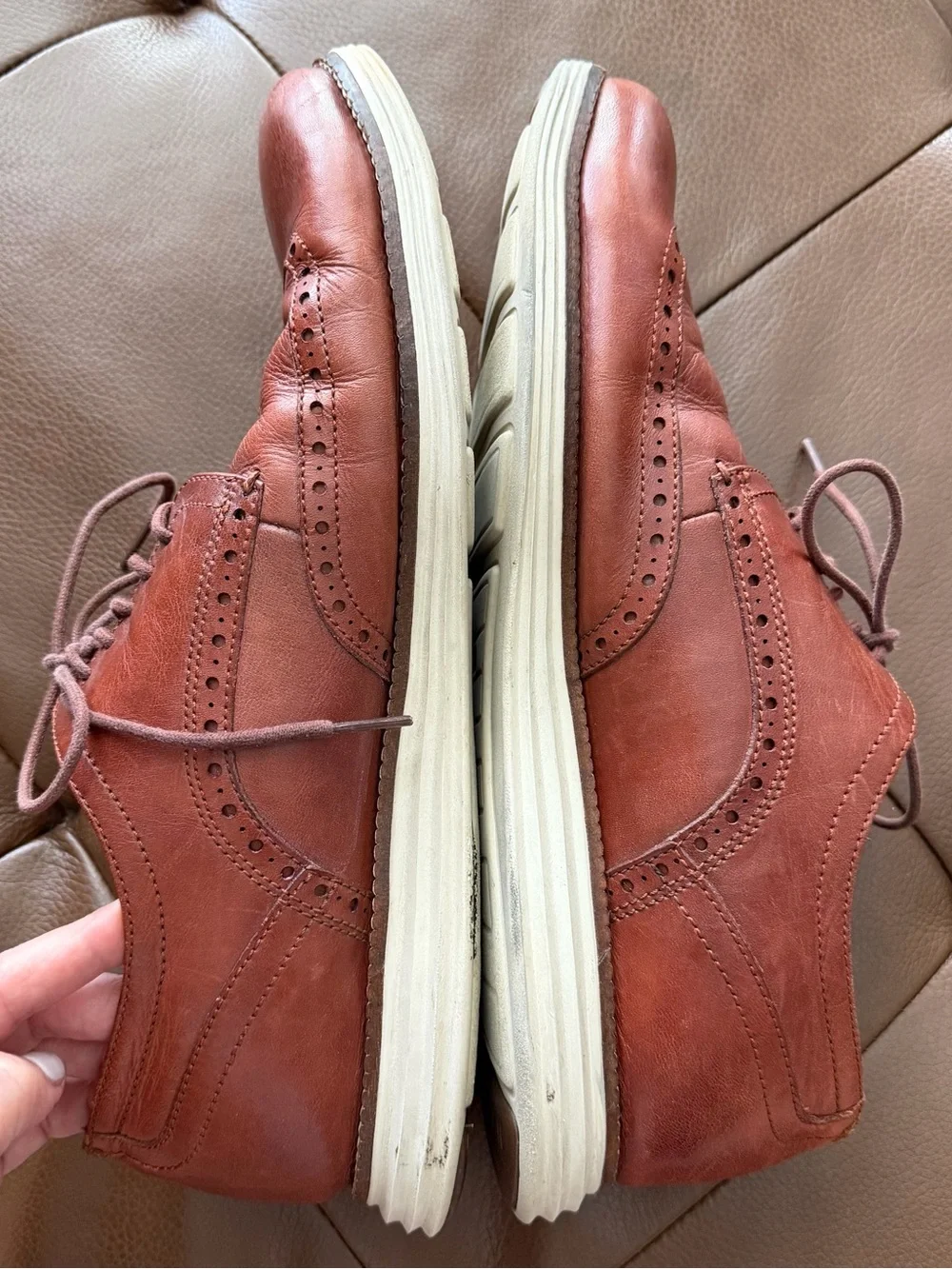 Cole Haan Men's Wingtip Leather Oxfords - Chestnut Brown